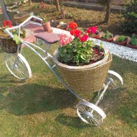 METAL DECORATIVE GARDEN LAWN CYCLE FLOWERS BASKET GERANIUM GERBERA GARDEN BLOG BUDSCAPE
