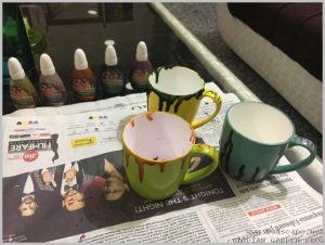 painted tea cups indoor herbs